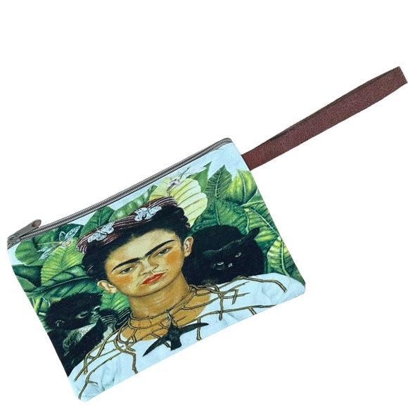 Frida Kahlo Mexican  Wristlet Makeup Bag Pencil Pouch New Without Tags - Picture 7 of 12